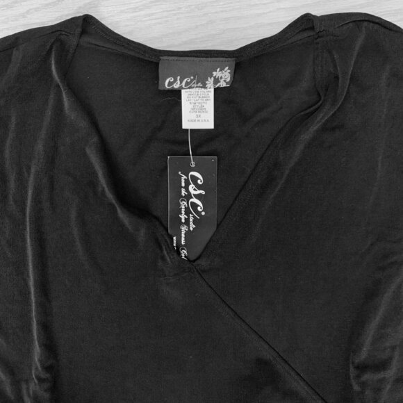 CAROLYN Strauss black tunic top + shorts set SZ 3X - V-neck top Elastic waist - Picture 4 of 4